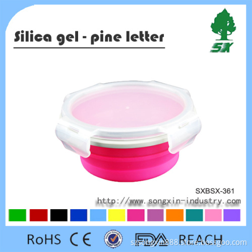 240ML/480ML/680ML Round Shape Kitchen Silicone Collapsible Lunch Box, Food Containers, Assorted 3 Different Sizes